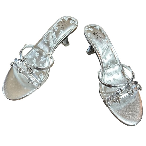 Aldo X Barbie Mule Silver Heels Rhinestone Embellished Rare Collector In Box 7.5 - Picture 3 of 16